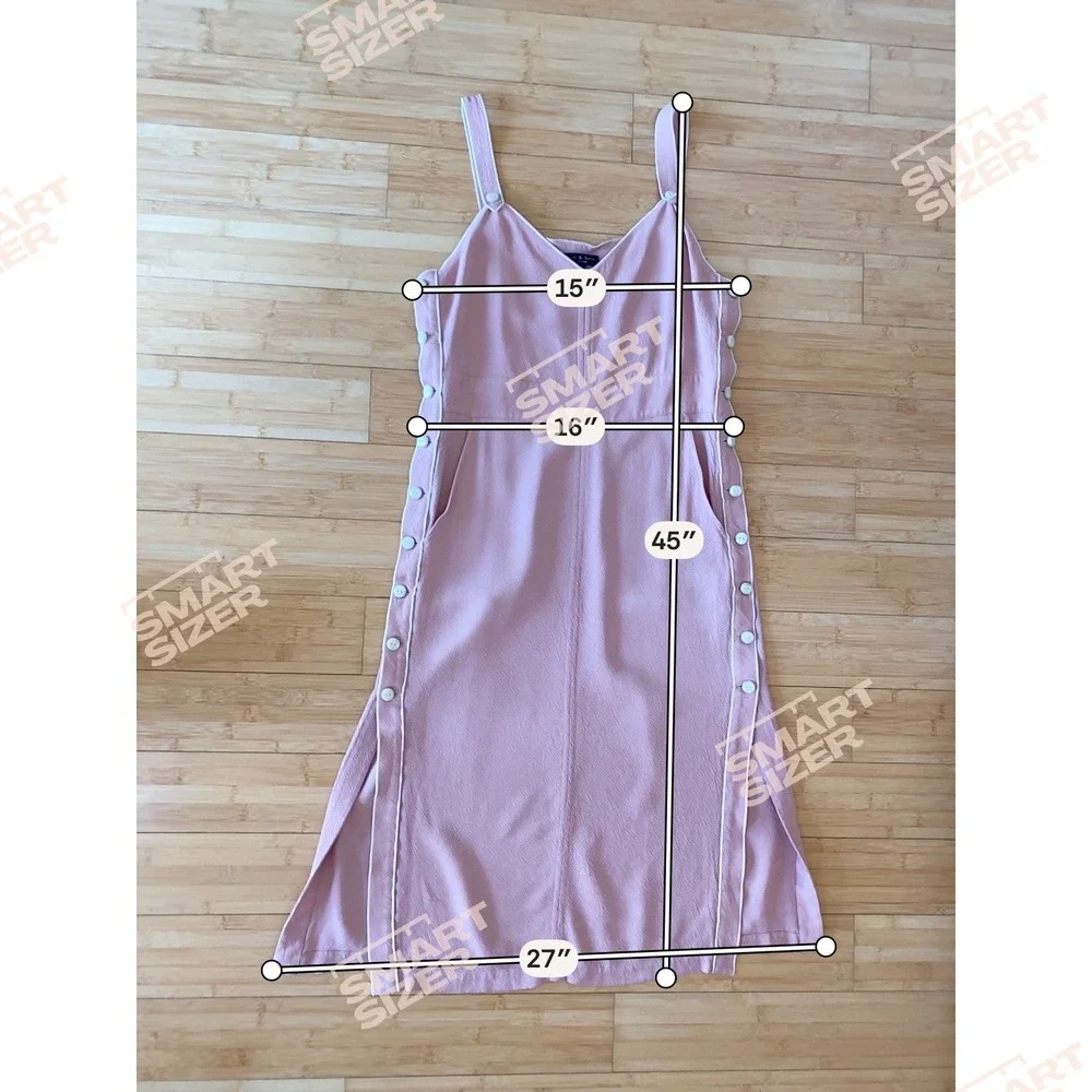 Rag & Bone Midi Dress Size 2 Pink Pinafore Button Side Textured Cottage Festival